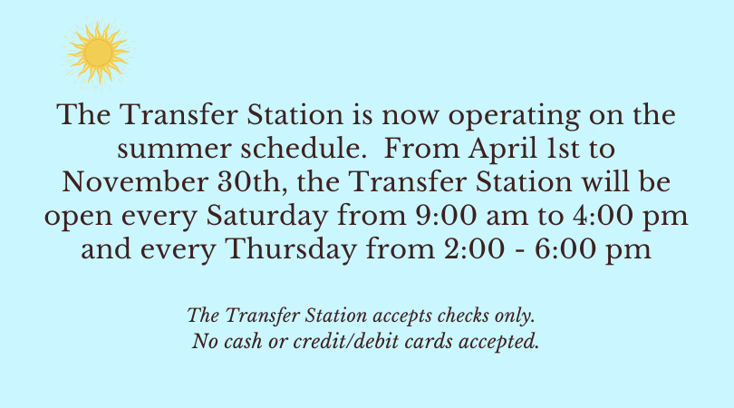 Transfer Station Summer Hours
